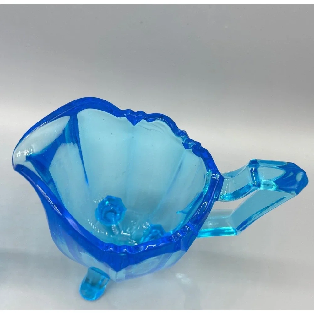 Vintage Indiana Colored Glass Colonial Electric Blue Cream Sugar‎ Set